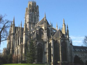 St. Ouen Abbey Church in Rouen as seen from the gardens